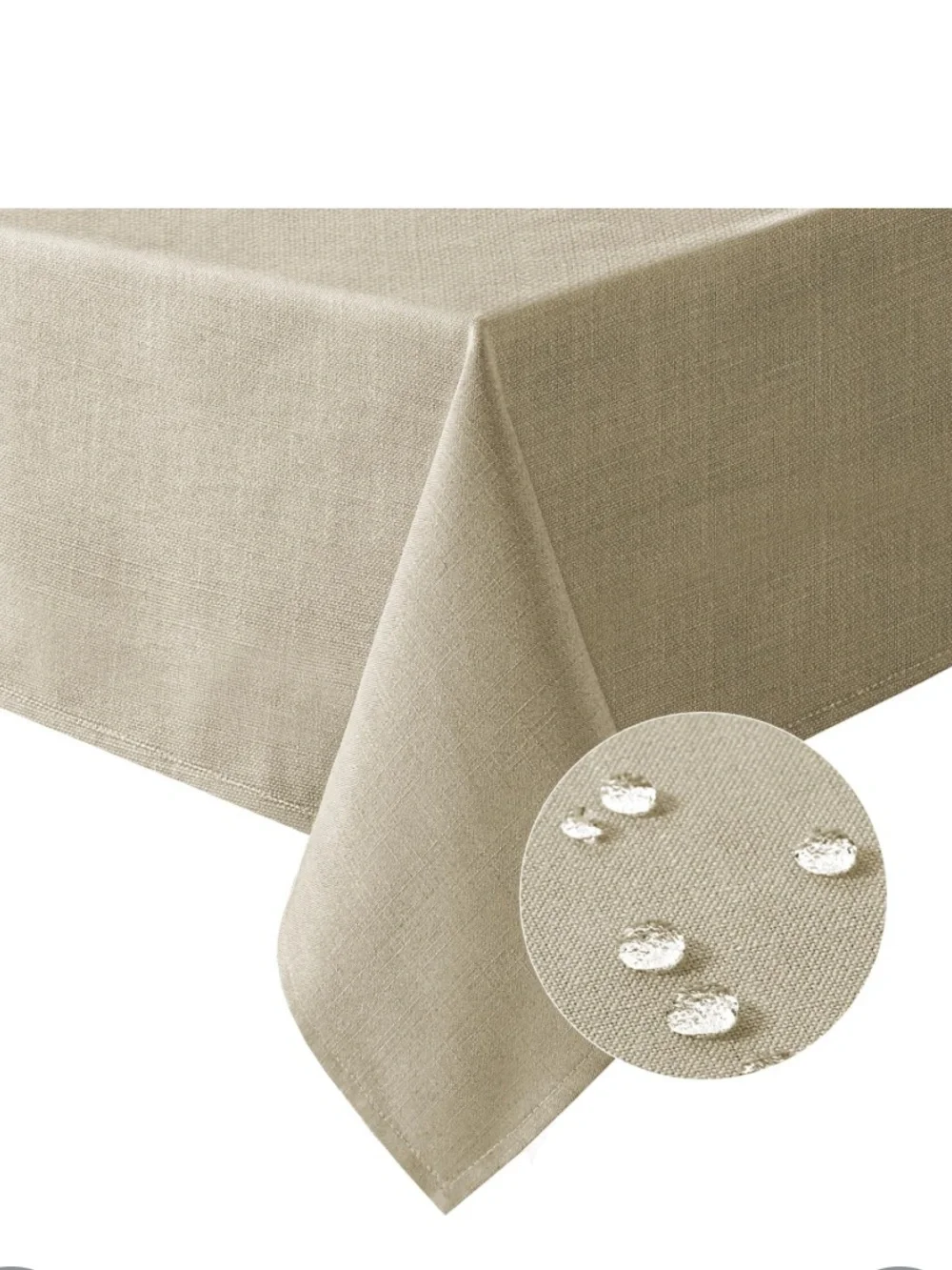 Thick Linen Textured Tablecloth Waterproof Spill-Proof  SQUARE 54x54” TAUPE